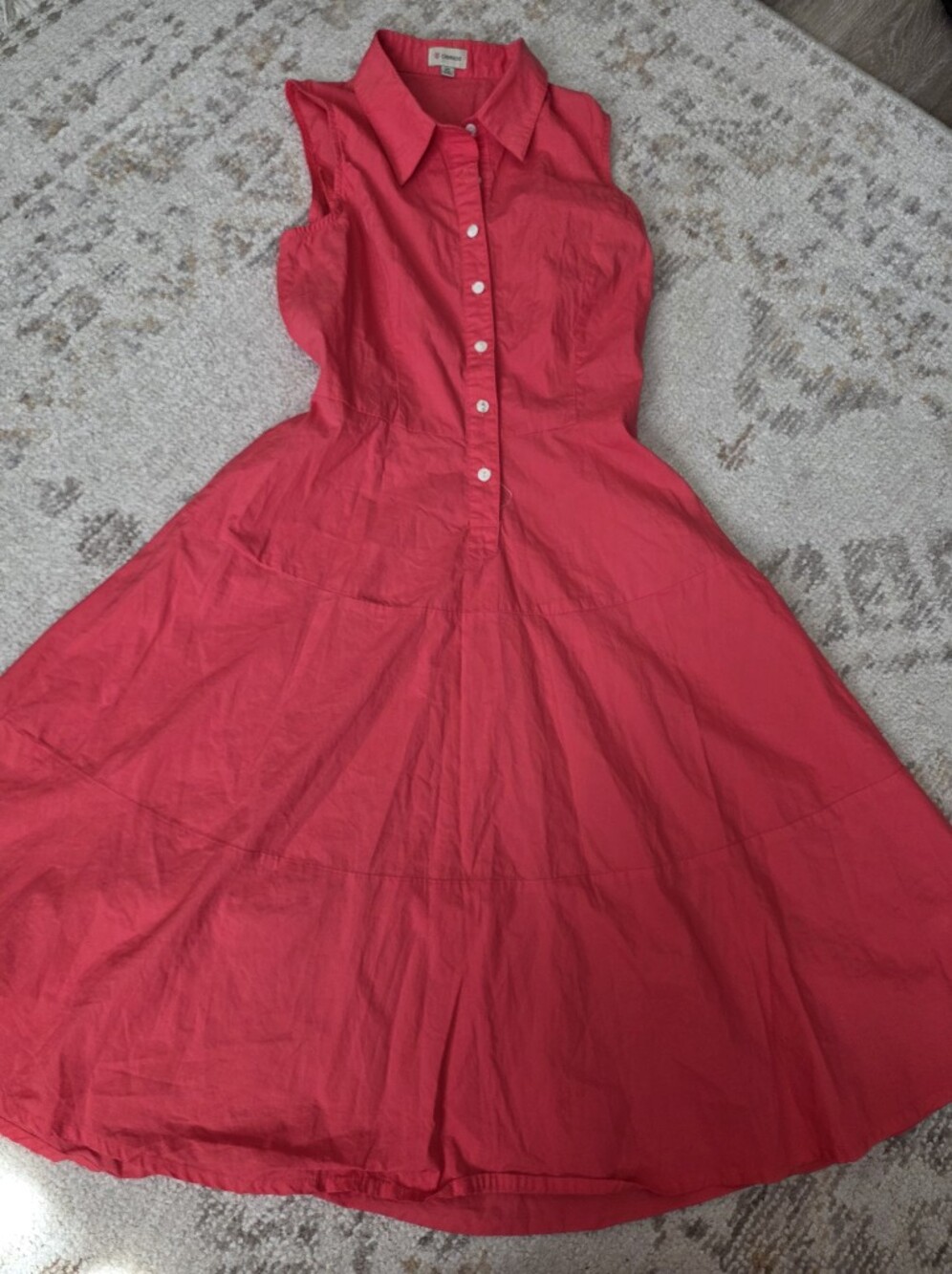 Daniel Cremieux Coral Button-Front Sleeveless Cotton Dress